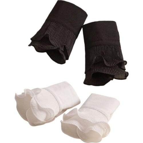 Detachable Shirt Pleated Flare Sleeve False Cuffs Solid Color Pleated Layered Wristband Decorative Women Clothing Accessory