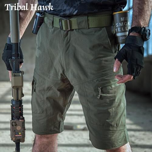 Men Shorts Military Style Tactical Cargo Shorts Army Breathable Quick Dry Clothing Summe Casual Multi Pocket Black Work Short