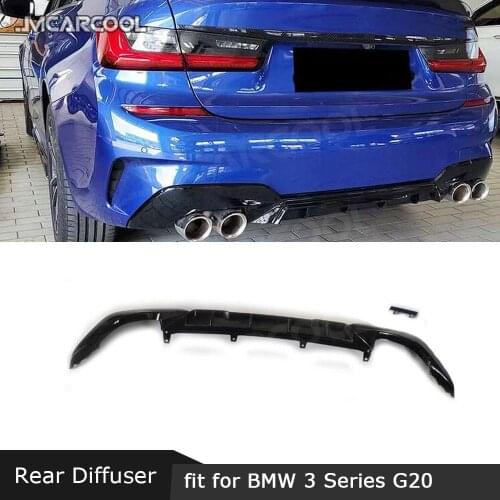 3 Series PP Rear Bumper Lip Diffuser Spoiler For BMW G20 G28 M Sport 2019 2020 MP Style Square Exhaust Tip Type Diffuser