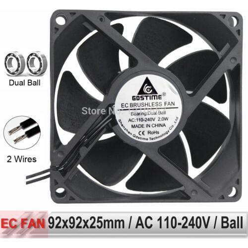 Gdstime EC Brushless Cooling Fan AC 110V 115V 120V 220V 240V 9225 92mm x 25mm 9cm Dual Ball