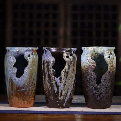 Vintage Succulent Ceramic Flower Pot Notched Jar Purple Sand Succulent Flower Pot Spray Glaze Balcony Planting Pots Home Garden