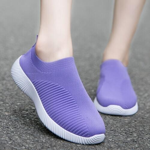2020 Breathable Mesh Platform Sneakers Women Slip on Soft Ladies Casual Running Shoes Woman Knit Sock Shoes Flats Plus Size 43