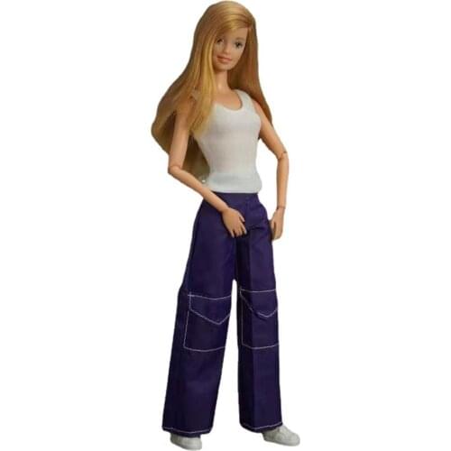 1/6 BJD Clothes White Tank Shirt Top Purple Pants Outfit For Barbie Doll Clothes 11.5" Dolls Accessories Daily Wear Kids DIY Toy