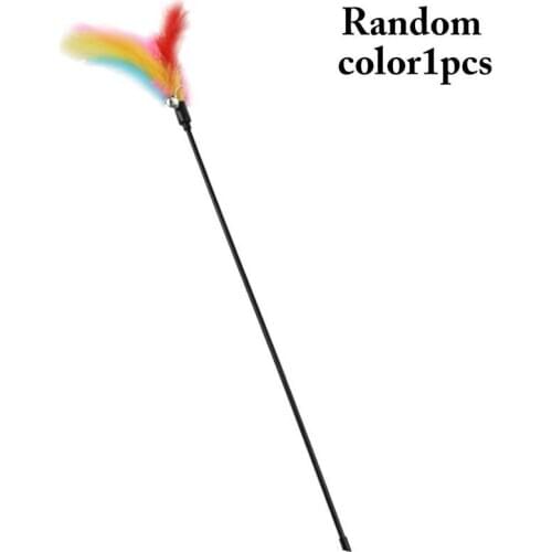 1pc Cat Feather Wand Toy Interactive Bell Decor Cat Teaser Wand Cat Training Toy Pet Supplies Cat Favors Random Color