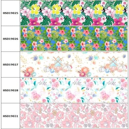 10 Yard 25MM 50MM Flower Halloween Punk Ghost Exclusive Series Colorful Cartoon HT Printed on Grosgrain Ribbon DIY for Hairbow