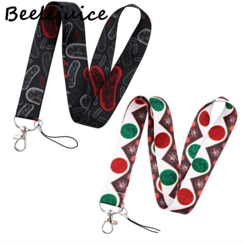 24pcs Bacterial Molecular Cell Doctor Neck Strap Lanyard badge card holder keychain Mobile Phone Strap Ribbon webbing necklace