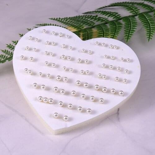 36 Pairs/lot Girls Earrings Mixed Size Simulated Pearl Plastic Stud Earrings Set For Women Jewelry Gifts Dropshipping