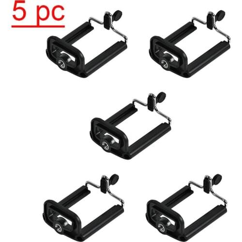 5pcs Universal Bracket Phone Clip Black ABS Shell Universal Double Spring Phone Bracket Tripod Connector Anti-Skid Phone Clip