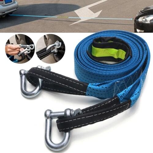 8Tons Car Towing Rope Strape Cable With U Hooks Shackle High Strength Nylon With Reflective Light For Car Truck Trailer SUV