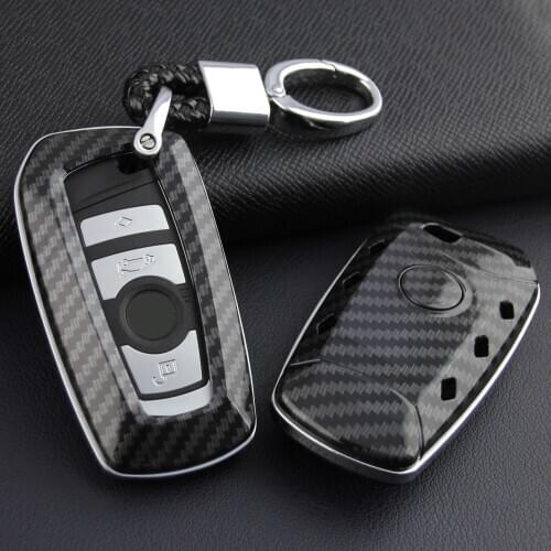 For BMW X3 X4 1 2 3 4 5 6 7 Series Carbon Fiber Car Key Fob Chain Hard Cover Case Accessories F20 F22 F30 F31 F10 F01 F25 F26
