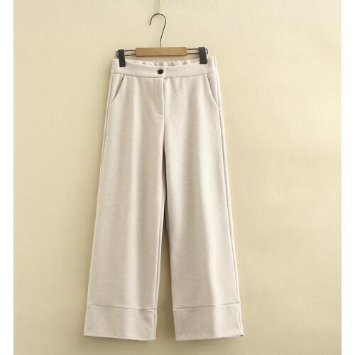 Plus Size XL-4XL Elastic Waist OL Pants Wide Leg Beige Grey Ladies' Long Trousers pants women