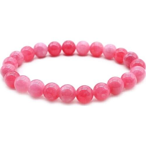 Red Watermelon Tourmaline Stone Beads Bracelet Crystal Quartz Bracelets Elastic Healing Natural Beads Bracelet 6 8 10mm