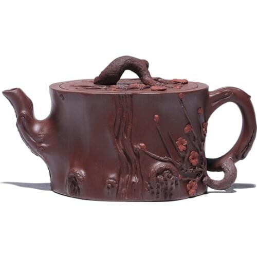 Yixing Purple Clay Pot Pure Handmade, Featured Flowers, Famous Brands, Genuine Teapot and Tea Set Plum Stake Pot