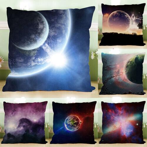 Universe Planet Landscape Cushion Cover Pillow Case Home Decorative Throw Pillow Cover for Sofa Car Seat 45*45 CM
