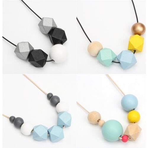 1pc Bohemian Colorful Wood Beads Long Necklace For Women 2019 Big Beads Pendants Statement Necklace Beach Jewelry