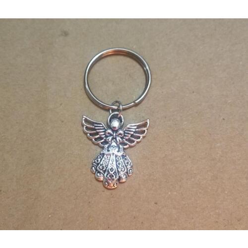 HOT Wholesale 50pcs Fashion Vintage Alloy Beautiful angel Charm Keychain Gifts Fit Key Chains Accessories Jewelry D55