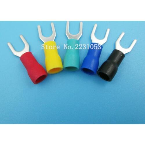 50PCS/LOT SV3.5-5 Insulated Fork Wire Connector Electrical Crimp Terminal SV3-5