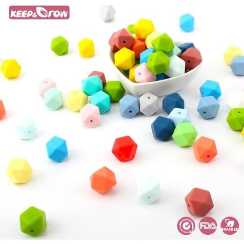 Keep&Grow 100Pcs14MM Silicone Hexagon Beads BPA Free Baby Teething Toys Chewable Silicone Teethers Food Grade Silicone Beads