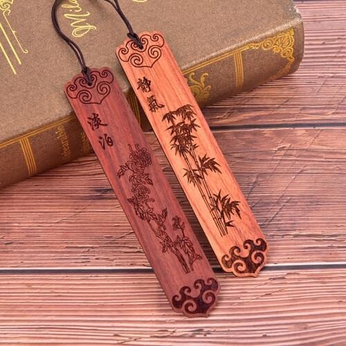 Chinese Style Retro Bookmarks Ebony Sandalwood Wood Quality Exquisitely Carved High-quality Stationery Bookmarks