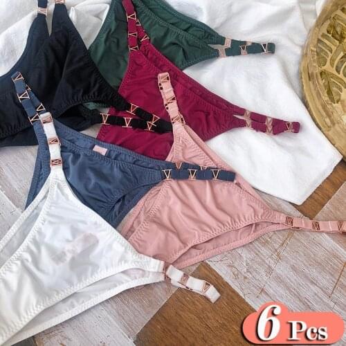6Pcs/Lot European Ice Silk Luxury Sexy Underwear Women Fitness Sports Hip Lifting Panties Sex String Waist Seamless Breifs Set
