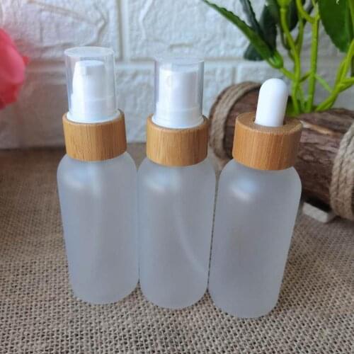 8oz cosmetic bamboo plastic jar bamboo pump lid plastic soap bottle 150ml 120ml 2oz frosted bamboo dropper bottle shampoo lotion