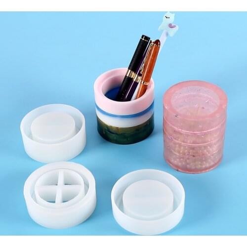 Round Storage Box Silicone Mold Set Lid Bottom Bottle Body Jewelry Container Organizer Crafts Casting Tools Home Decoration
