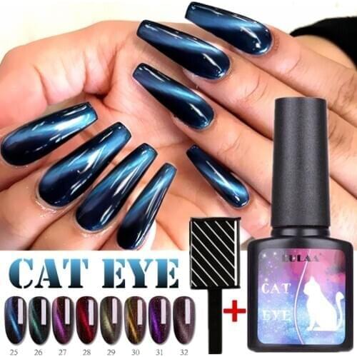LULAA CatS Eye Magnetic Nail Polish Gel Soak Off UV LED Nail Varnish Lacquers Shiny Glitter Beauty Design Cat Polishes