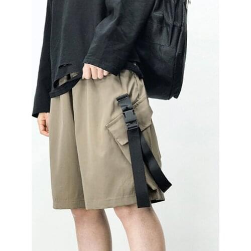 Fashion Casual Shorts Men Ribbons Pockets Cargo Pants Shorts for Male Soild Daily Home Gym Sport Fitness Outdoor Clothing