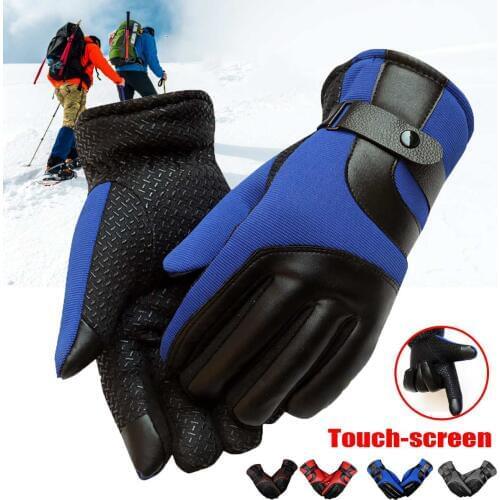 Men Women Ski Gloves Leather Winter Thermal Warmer Touchscreen Glove Camouflage Windproof Waterproof Cycling Motorcycle Gloves