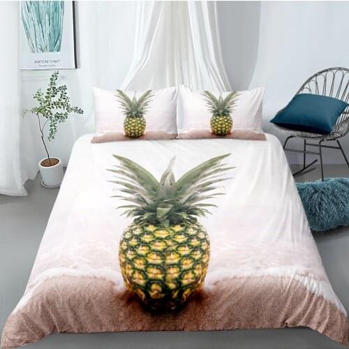 3D Ananas Duvet Cover Sets Fruits Comforter Cases Pillow Cases Full Double Single Twin Queen King Size 140*200cm Bedclothes