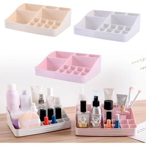 Desktop Sundries Storage Box Makeup Organizer For Cosmetic Make Up Brush Storage Case Home Office Bathroom Storage Box Grids
