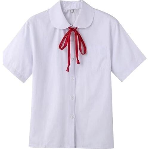 New Girl Cute Uniforms Round Doll Collar Shirt Blouse Women Clothes White Jk Japanese School Girl Cosplay Sailor Shirts Girls