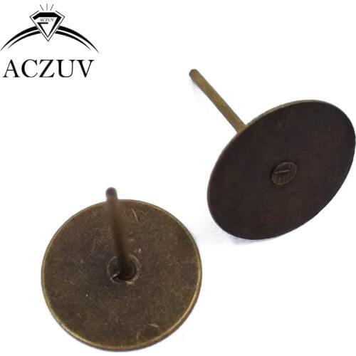Wholesale 5000pcs Antique Bronze 4mm 6mm 8mm 10mm Earring Pins Stud Earring Posts with Pad Jewelry Findings EDT017