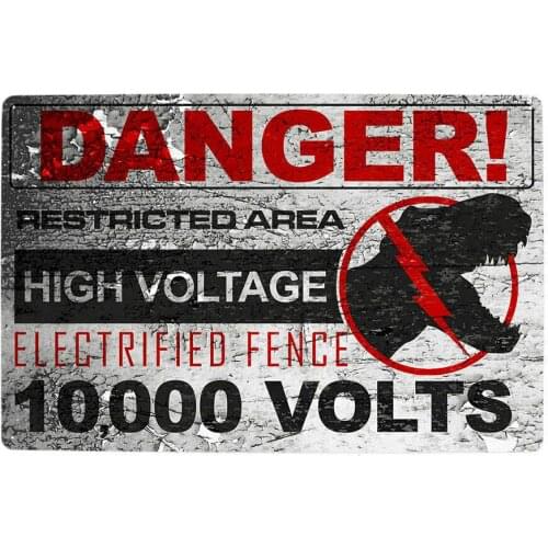 Jurassic Park High Voltage Metal Warning Sign World Raptor Movie Metal Tin Sign