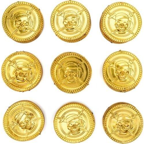 Pirates Gold Coins Plastic Game Coin For Kid Party Supplies Treasure Coins Christmas Decoration Childrens Day Carnival Props