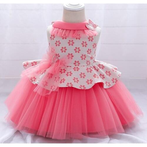 2021 Infant Vestido 1st Birthday Dress For Baby Girl Clothes Lace Princess Dresses Baptism Tutu Dress Kids Butterfly Embroidery