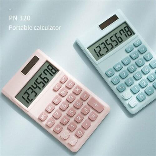 Portable Solar Calculator with with Large LCD Display 8 Digits, Dual Power Sensitive Button Tool