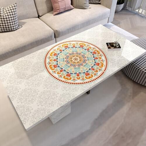 European retro dining table mat pvc soft glass bohemian rectangular tablecloth custom waterproof oilproof table protector cover