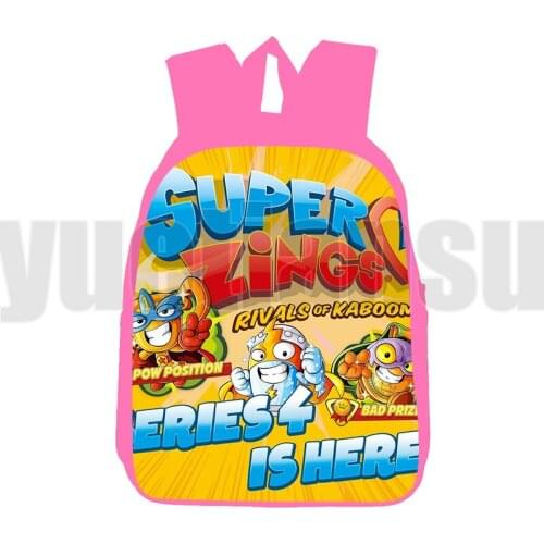 Pink 12/16 Inch Bag Teenager Mochila 3D Anime Super Zings Series 4/5/6 Backpack Cartoon Hot Game Superzings Bag Plecak Children