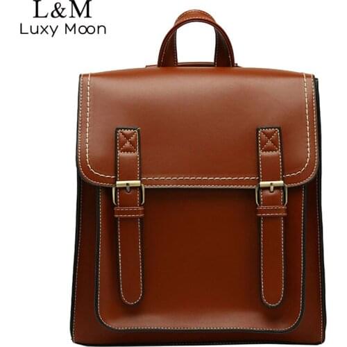 Vintage Backpacks Female Pu Leather Bag Womens Backpack Fashion School Bag for Girls High Quality Leisure Shoulder Bag XA508H