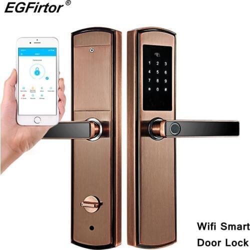 Bluetooth Smart Door Lock APP Remote Control Electronics Fingerprint Door Lock Password IC Card Key Unlock