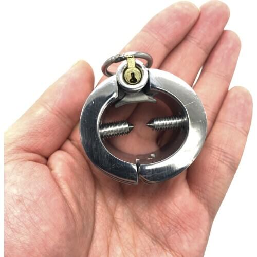 Super Male Stainless Steel Chastity Cage Lock Belt Penis Cage with Barbed Anti-Shedding Cockring Craft Chastity Cage