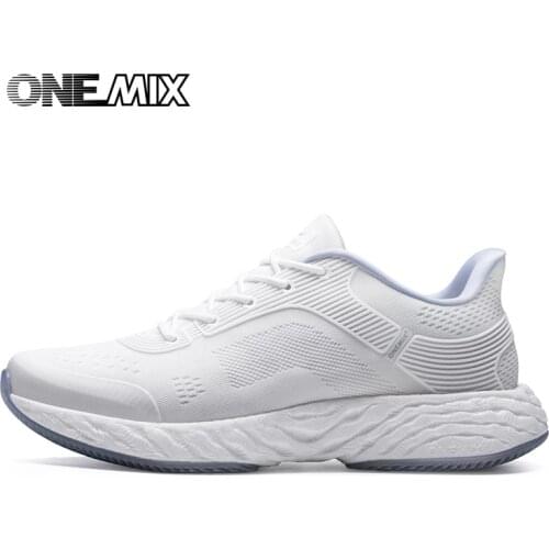 ONEMIX White Running Shoes For Men Outdoor Women Athletic Sneakers Marathon Sport Walking Shoes Travel Trekking Jogging Footwear