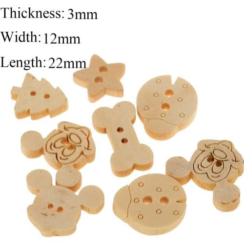 100 Pieces Wood Buttons 2 Hole Mixed Buttons Animal Buttons for DIY Sewing