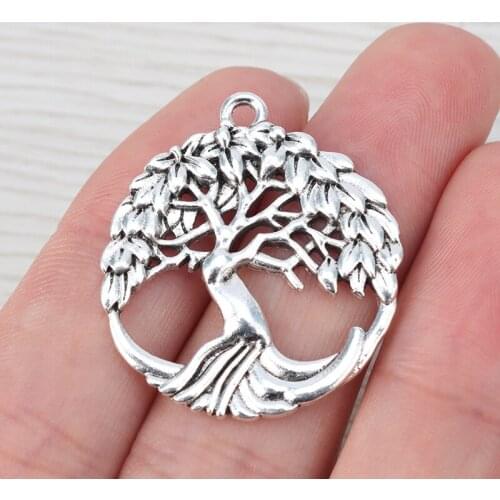 15 x Plant Tree Charms Round Pendants For Necklace Jewelry Makings Findings 32x29mm