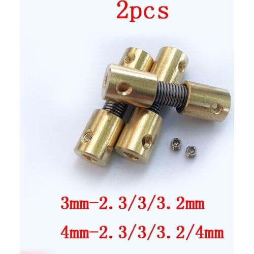 2pcs Spring Cardan Coupling 3mm-2.3/3/3.2mm 4mm-2.3/3/3.2/4mm Universal Joint Connectors Coupler for DIY RC Boat Ship Model