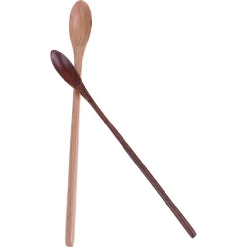 2019 High quality Wooden Spoons Long Handled SpoonPure Handmade Honey Tea coffee spoon Bar Stirrer for Kitchen Accessories