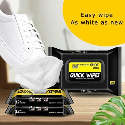 30/12 Pcs Disposable Shoe Wipes Small White Shoe Cleaning Tools Wipes Sneakers Cleaning Quick Universal Portable Clean Wet Wipes