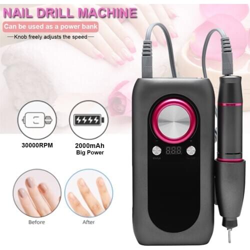 30000 RPM Rechargeable Portable Nail Drill machine Electric Nail File Manicure drill Set profession Nail Toonob Speed Regulation