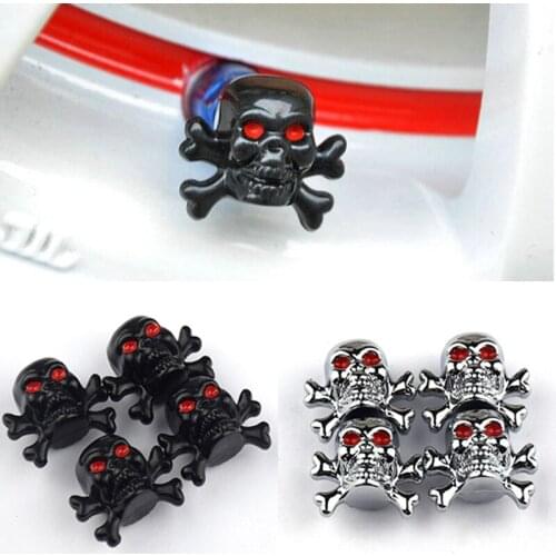 4Pcs/Set Skull Style Universal Car Auto Valves Cap Dust Stem Car Antirust Copper Core Fashion Motorcycle Tires Car Accessories